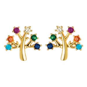 Châu Âu và Mỹ mạ đồng vàng thực vật dát màu vàng đinh tán, phụ kiện bông tai cánhân, hoa tai thời trang hoa tainữ