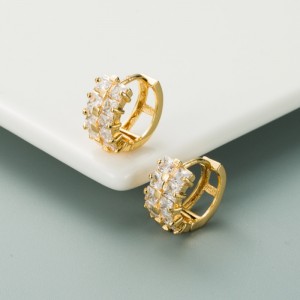 Ins Rainbow Series Hoa tai cá tính châu Âu và Mỹ Đồng mạ vàng Micro-dát Màu đôi Bông tai zircon Bông tai hip-hop