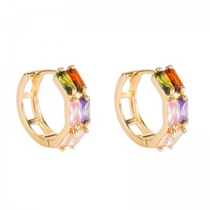 Nguồn chéongoại thương Trungngoại hình học đôi Bông tai zircon Nữ đồng Micro-dát màu Zirconium Hip Hop Bông tai Bông tai Bán buôn