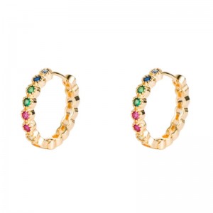 Bông tai thích hợp châu Âu và Mỹ, bông tai zircon đồng dưa khâm, màu xanh lá cây màu xanh lá bông tai lớn, bông tai đỏ Net