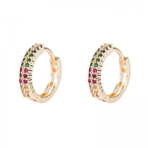 Hàn Quốc Dongdaemun Bông tai trang sức bằng đồng Bông tai zircon Phụ kiện thời trang châu Âu và Mỹ Nguồn chữ thập mạ vàng Bông tai mạ vàng Bán buôn