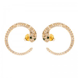 Bông tai sản phẩm mới của Châu Âu và Mỹ Bông tai mới phóng đại Bông tai hình con rắn hình con rắn Micro-dát Bông tai rắn hình chữ C Zircon Hip-hop C