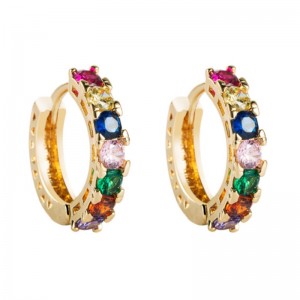 Trang sức thời trang Hàn Quốc Brass Micro-dát Bông tai zircon Nữ Ins Châu Âu và Mỹ Nhiệt độ Bông tai hình chữ C Bông tai hoang dã Bán buôn