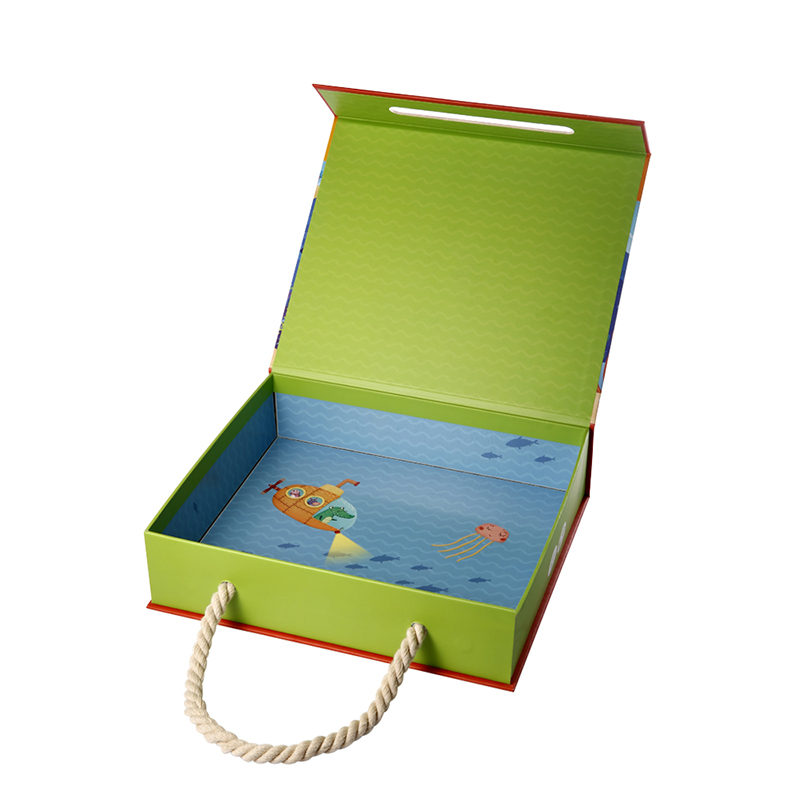 Bán buôn logo tùy chỉnh đồ chơi tái chế câu đố các tông từ tính vạt quà tặng hộp đóng gói có tay cầm