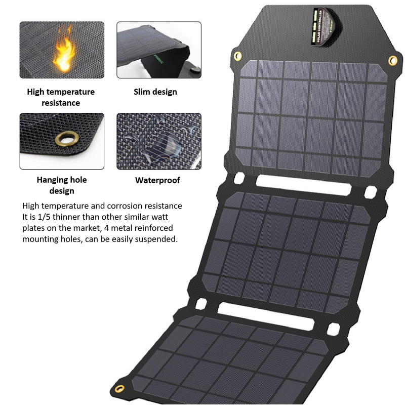 Amazon Portable Có thể gập lại 5V 21W Bảng điều khiểnnăng lượng mặt trời di động Gấp Bộ sạc điện thoại mặt trời Solar