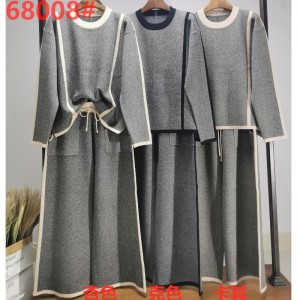 Bộ vải lanh dệt kim thời trang thông thường gồm hai mảnh 68008#