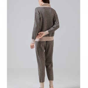 Xu hướng giải trí thời trang tất cả phù hợp với bộ đồ hai mảnh dệt kim loại Qianbird 68015#