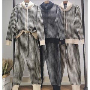 Xu hướng giải trí thời trang tất cả phù hợp với bộ đồ hai mảnh dệt kim loại Qianbird 68015#