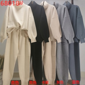 Xu hướng thời trang giản dị đanăng đan cổ cao hai mảnh phù hợp 68018#