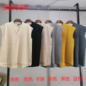 Tidal Fashion Đơn giản giải trí Joker Basic Đan Vest cổ chữ Vnhỏ 68053#