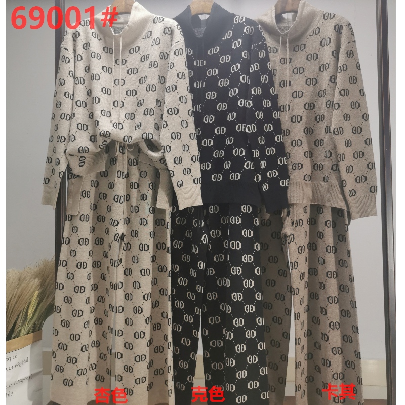 Xu hướng thời trang giản dị đơn giản của bộ đồ dệt kim hai mảnh 69001#