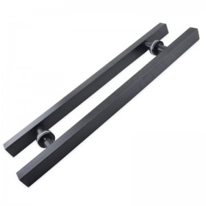 SS-031 Đen Chất lượng cao bằng thép không gỉ cửa Kính Kính Kiêng H Tay cầm h Hình dạng đôi, tay cầm cửa trượt vuông 24 inch