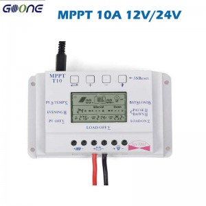 Bộ điều khiển sạc pinnăng lượng mặt trời PWM 20A 10A T10 T20 T20 12V 24V Màn hình LCD tự động và hẹn giờ kép