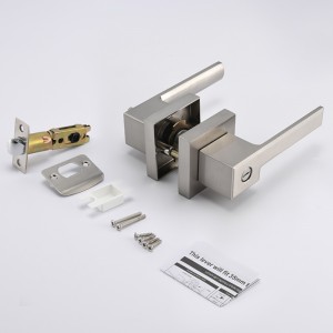 S7809 Đòn bẩy cửa riêng tư bình phương hiện đại cho phòngngủ hoặc phòng tắm,núm cửa khóa khóa không chìa khóa được đặt trongniken satin