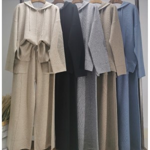 Thời trang giản dị áo len len đơn giản hai mảnh áo hoodie set 69056#