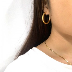 Bông tai rắn mạ vàng thời trang bằng thép không gỉ/hOOPS