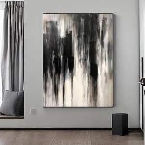 Cuadros trang trí màu đen vẽ tay acrylic canvas trừu tượng tường trang trí dầu treo tranh lớn