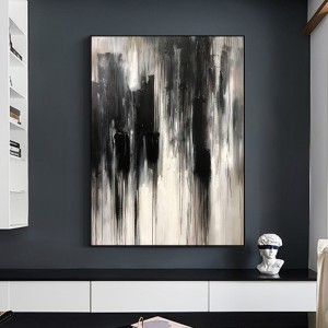 Cuadros trang trí màu đen vẽ tay acrylic canvas trừu tượng tường trang trí dầu treo tranh lớn