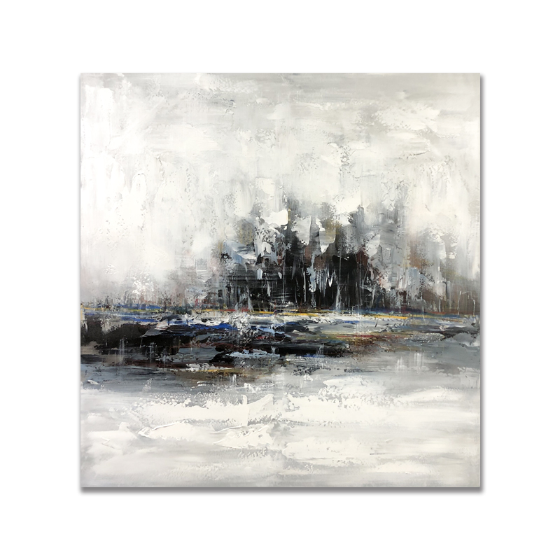 Bánnóng Tóm tắt Tác phẩmnghệ thuật trên Canvas Modren Tranh sơn dầu thủ công màu đen và trắng cho trang trí tường phòng khách