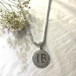 Mặt dây chuyền kim cương chạm khắc kim cương thời trang với chuỗi