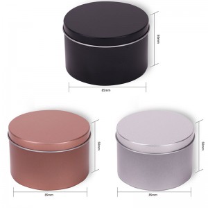 8oz Đen thiếcnến Jar Hương liệu Kim loại Đóng gói Nến 85 * 50mm