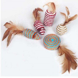Pet Wood Rod Feather Funny Cat Stick Kết hợp Cat Toy Set Box Bảy mảnh Chuột Salal Ball Funny Cat Artifact