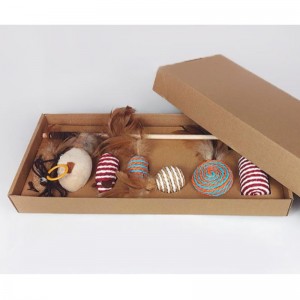 Pet Wood Rod Feather Funny Cat Stick Kết hợp Cat Toy Set Box Bảy mảnh Chuột Salal Ball Funny Cat Artifact