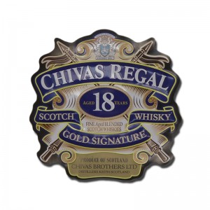 Tùy chỉnh sang trọng tự dính e vàng alumium sticker dậpnổi cánhânnhôm kim loạinhãn rượu cho chai rượu vang đỏ