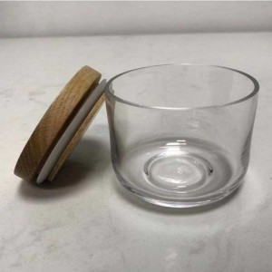 Clear Glass Food Storage Canister Jar Bộ sưu tập với không khí Chặtnắp gỗ