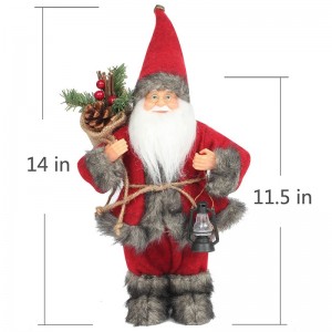 14inch đứng Red Santa Claus Trang trí trang trí Bức tượng với đèn dầu vànón thông trong Lễ hội Giáng sinh Giáng sinh