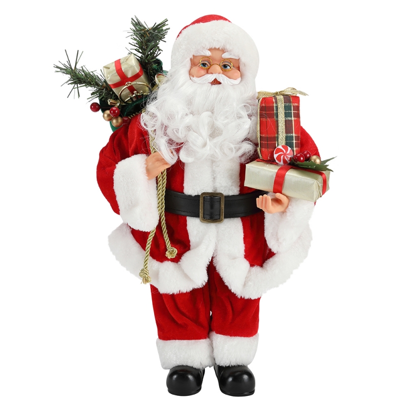 42cm Giáng sinh đứng Santa Claus Trang trí trang trí Bức tượng Bộ sưu tập Vải Holiday Lễ hội Xmas Plush Mục tùy chỉnh