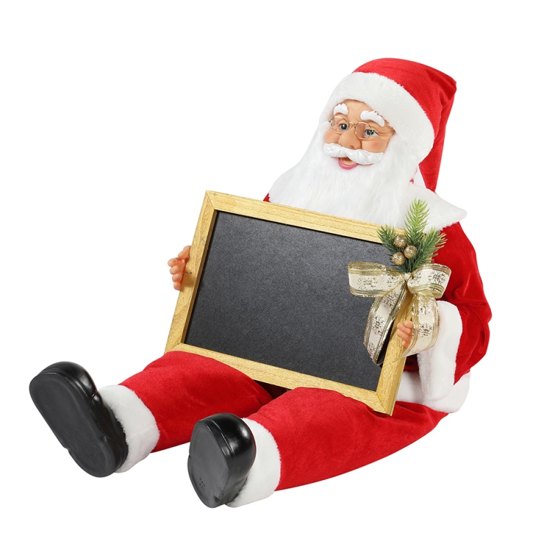60/80cm Giáng sinhngồi Santa Claus với BlackBoad Holiday Âmnhạc trang trí trang trí Bức tượng Bộ sưu tập Xmas truyền thống