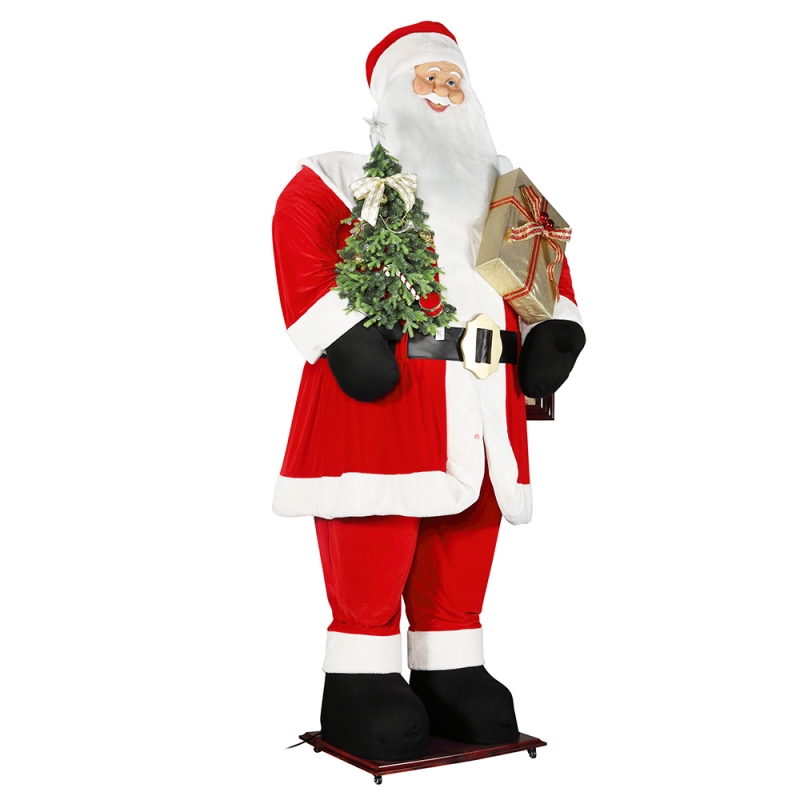 3,8m Big Christmas Santa Claus với Cây và Túi quà tặng Led Light Rise và Down Show Triển lãm Trang trí Lễ hội Holiday Luxury
