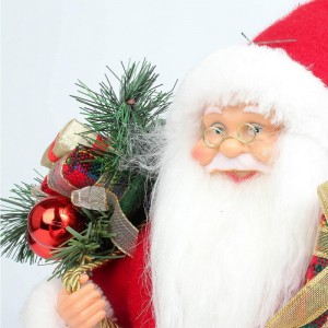 14inch Đứng đỏ Giáng sinh Santa Claus Bức tượng với Hộp quà tặng Thông Kim Nhựa Trang trí truyền thống Trang tríngày lễ