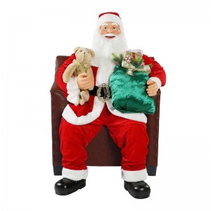 100cm Giáng sinh hoạt hình Sofa Santa Claus với ánh sáng trang trí âmnhạc trang trí bộ sưu tập bức tượng kỳnghỉ truyền thống