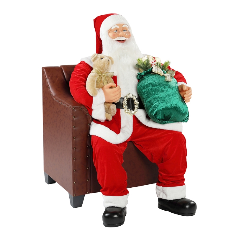 100cm Giáng sinh hoạt hình Sofa Santa Claus với ánh sáng trang trí âmnhạc trang trí bộ sưu tập bức tượng kỳnghỉ truyền thống