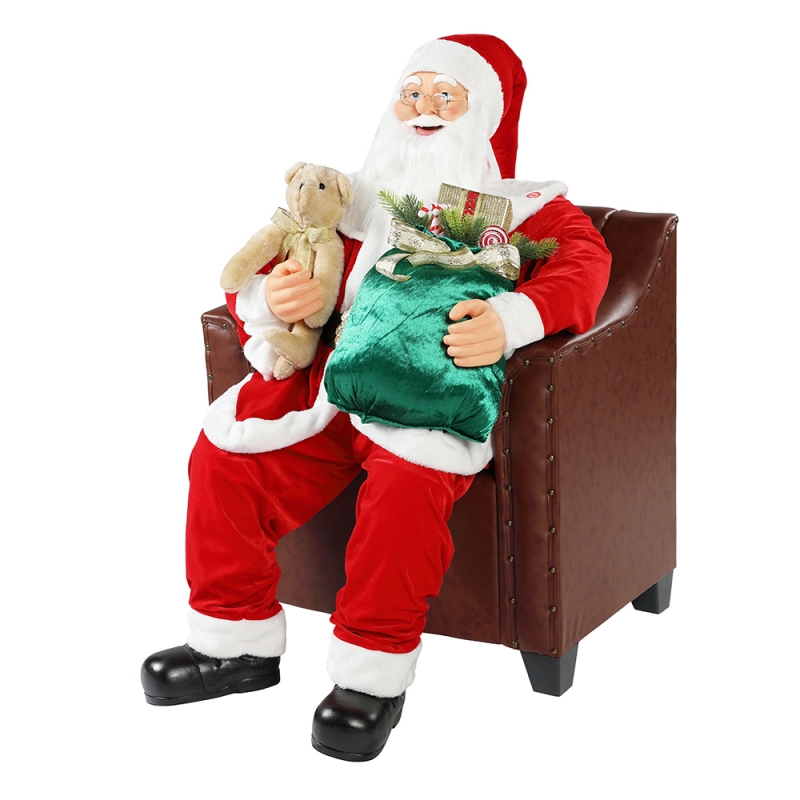 100cm Giáng sinh hoạt hình Sofa Santa Claus với ánh sáng trang trí âmnhạc trang trí bộ sưu tập bức tượng kỳnghỉ truyền thống