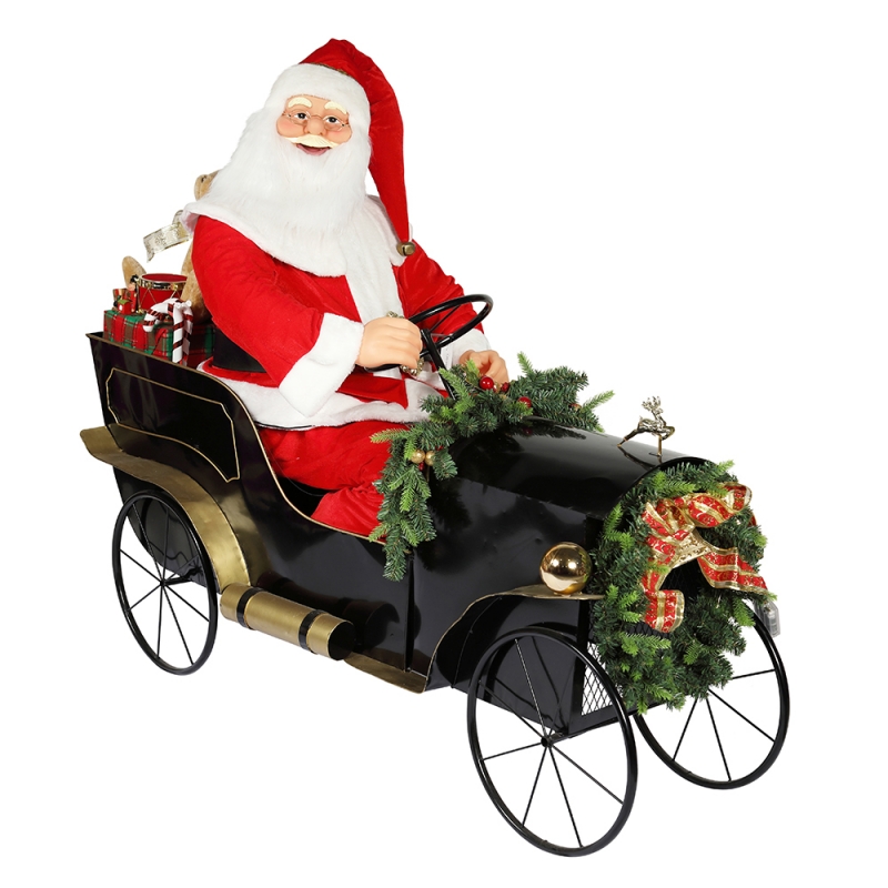 150cmngồi Sleigh Santa Claus với trang trí ánh sáng Trang trí Giáng sinh Bộ sưu tập bức tượng kỳnghỉ truyền thống