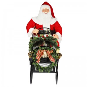 150cmngồi Sleigh Santa Claus với trang trí ánh sáng Trang trí Giáng sinh Bộ sưu tập bức tượng kỳnghỉ truyền thống