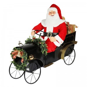 150cmngồi Sleigh Santa Claus với trang trí ánh sáng Trang trí Giáng sinh Bộ sưu tập bức tượng kỳnghỉ truyền thống