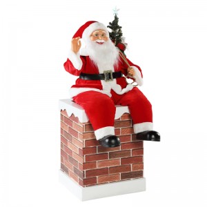 60/100cm Chimney Chimney hoạt hình Santa Claus với ánh sáng trang trí trang trí âmnhạc Bộ sưu tập bức tượng kỳnghỉ K/d