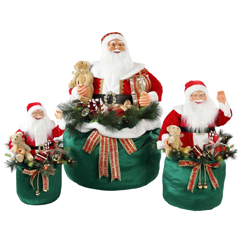 65/85/115cm Giáng sinh hoạt hình Santa Claus với ánh sáng kỳnghỉ trang trínhạc trang trí bức tượng Bộ sưu tập tượng truyền thống