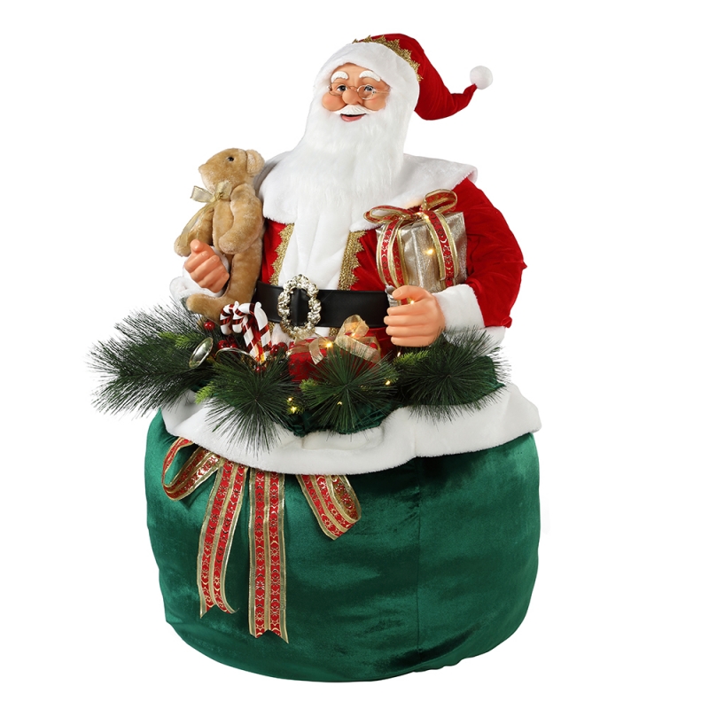 65/85/115cm Giáng sinh hoạt hình Santa Claus với ánh sáng kỳnghỉ trang trínhạc trang trí bức tượng Bộ sưu tập tượng truyền thống