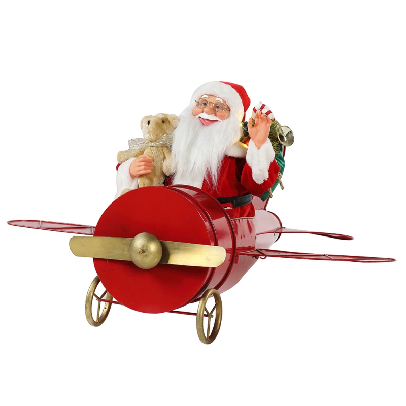 80cm Giáng sinh Âmnhạc Hoạt hình Santa Claus Ngồi Red Camerent Trang trí Bức tượng cổ điển Holiday Holiday Trang trí Quà tặng Bộ sưu tập