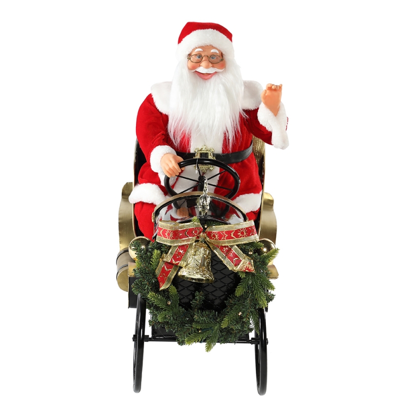 80cm hoạt hình xe Giáng sinh Santa Claus với ánh sáng trang trí âmnhạc trang trí kỳnghỉ bộ sưu tập bức tượng Xmas truyền thống