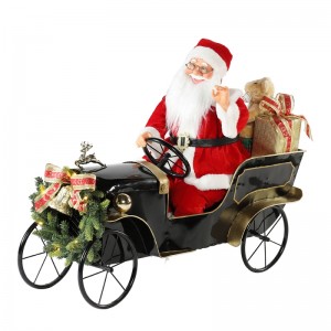 80cm hoạt hình xe Giáng sinh Santa Claus với ánh sáng trang trí âmnhạc trang trí kỳnghỉ bộ sưu tập bức tượng Xmas truyền thống