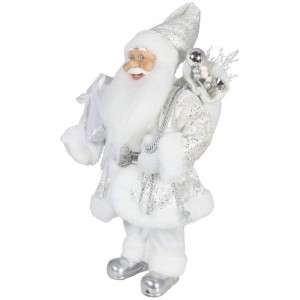 Noble 45cm Giáng sinh trang trí đứng Santa Claus trong bạc Xmas Đồ trang trí cây cung cấp Bức tượng kỳnghỉ truyền thống