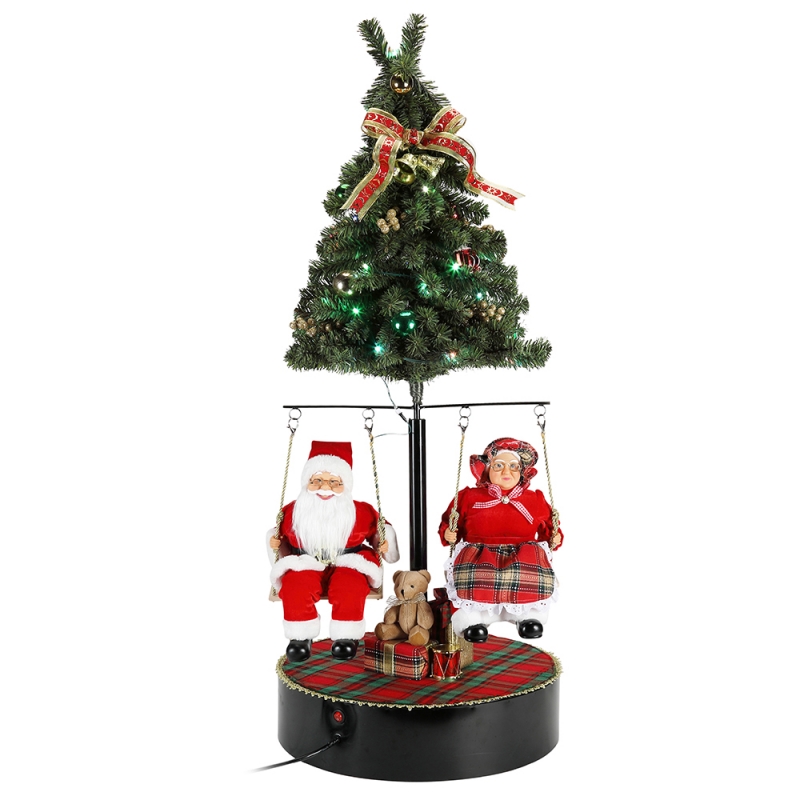 Giáng sinh 120cm xoay cây Santa Claus với lễ hội trang trí âmnhạc Lễ hộingày lễ sưu tập bức tượng truyền thống