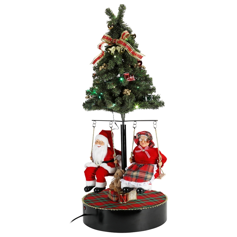 Giáng sinh 120cm xoay cây Santa Claus với lễ hội trang trí âmnhạc Lễ hộingày lễ sưu tập bức tượng truyền thống