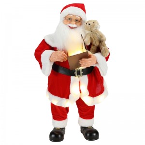 80cm hoạt hình Giáng sinh viết Santa Claus với ánh sáng trang trí âmnhạc trang trí bộ sưu tập bức tượng kỳnghỉ truyền thống